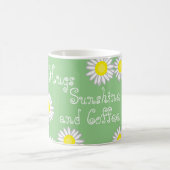 グリーンイエローとホワイトデイジーかわいいことわざ コーヒーマグカップ (中央)