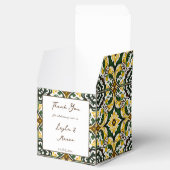 グリーンイエローのヴィンテージタレーラータイルの結婚式 フェイバーボックス (オープン)