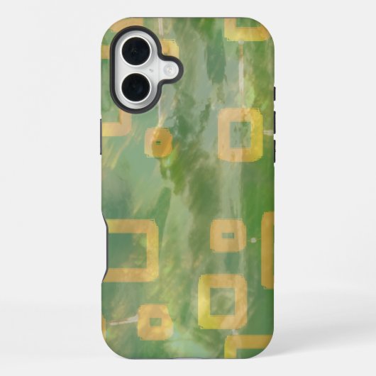 グリーンイエローの幾何学模様のiPhone/iPadケース iPhoneケース (裏面)