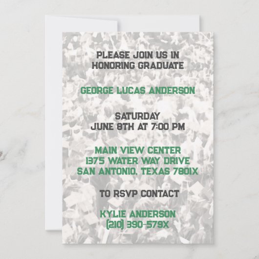 グリーンイエローアスリート選手の卒業招待状 招待状 (正面)