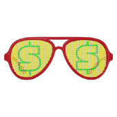 $グリーンイエローアビエーターパーティーシェード、レッドサングラス アビエーターサングラス (正面)