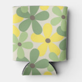 グリーンイエローエレガントフローラ水彩植物学 缶クーラー (正面)