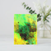 グリーンイエローオリジナル抽象芸術 ポストカード (スタンド正面)