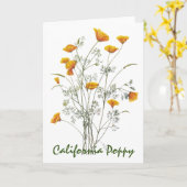 グリーンイエローカリフォルニアポピー水絵画色 カード (黄色い花)