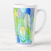 グリーンイエローキュートモダントロピカルボ葉ホ カフェラテマグ (右)