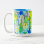 グリーンイエローキュートモダントロピカルボ葉ホ ツートーンマグカップ (左)