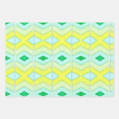 グリーンイエローキュートモダントロピカルボ葉ホ ラッピングペーパーシート (正面3)