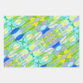 グリーンイエローキュートモダントロピカルボ葉ホ ラッピングペーパーシート (正面2)