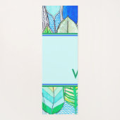 グリーンイエローキュート熱帯モダンボホモノグラム ヨガマット (裏面)