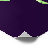 グリーンイエローグローかわいいスケルトンなびくアート ポスター (角)