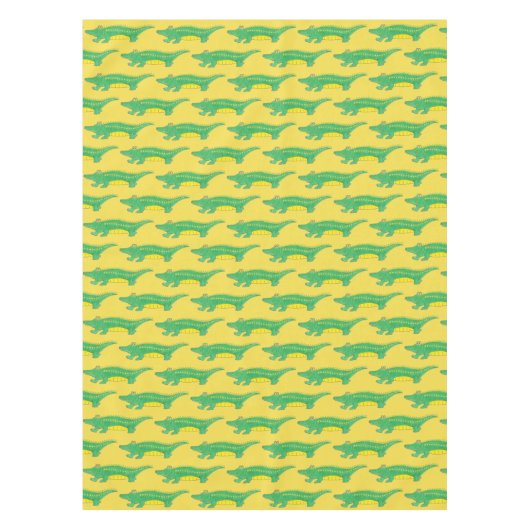 グリーンイエローゲーターアリゲータークロコダイル動物 テーブルクロス (正面)
