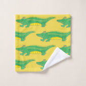グリーンイエローゲーターアリゲータークロコダイル動物 バスタオルセット (ウォッシュタオル)