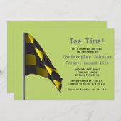 グリーンイエローゴルフフラグリタイアメントパーティの招待状 招待状 (正面/裏面)