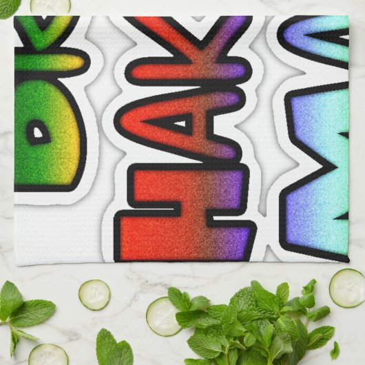 グリーンイエローゴールデンブラジルハクナマタタアートプリント キッチンタオル (折り畳み)