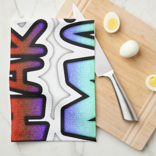 グリーンイエローゴールデンブラジルハクナマタタアートプリント キッチンタオル (四つ折り)