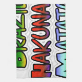 グリーンイエローゴールデンブラジルハクナマタタアートプリント キッチンタオル (縦)