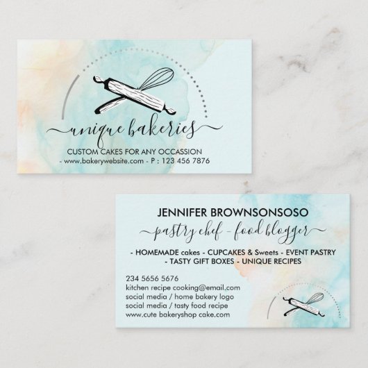 グリーンイエローサークルベイカーケーキメーカー 名刺 (正面/裏面)