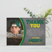 グリーンイエローシャルボード卒業サンキューカード 招待状 (スタンド正面)