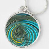 グリーンイエロースパイラル絵を描注流デザイン キーホルダー (正面)