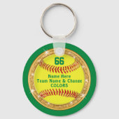 グリーンイエローソフトボパーソナライズされたールチームのギフトアイディア キーホルダー (裏面)