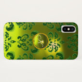 グリーンイエローダマスク宝石モノグラム Case-Mate iPhoneケース (裏面(横))