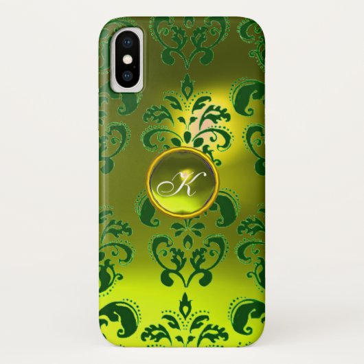グリーンイエローダマスク宝石モノグラム Case-Mate iPhoneケース (裏面)