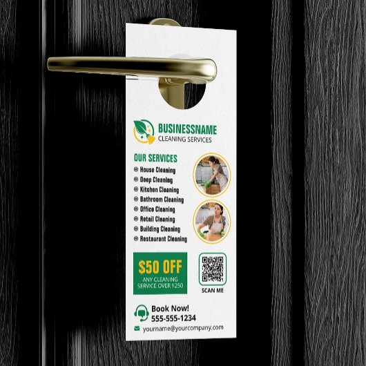 グリーンイエローハウスクリーニングハウスメイド ドアノブサイン