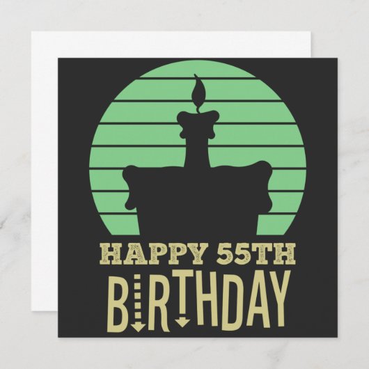 グリーンイエローハッピー55th誕生日引用文 セーブザデート (正面/裏面)
