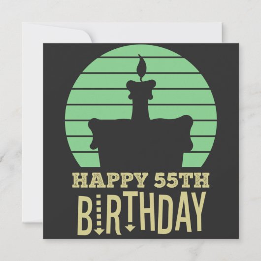 グリーンイエローハッピー55th誕生日引用文 セーブザデート (正面)