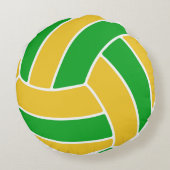 グリーンイエローバレーボールスポーツチームブラジル枕 ラウンドクッション (裏面)