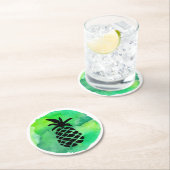 グリーンイエローパイナップル ラウンドペーパーコースター (インサイチュ)
