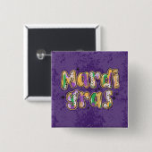 グリーンイエローパープルマルディグラ 缶バッジ (正面&裏面)
