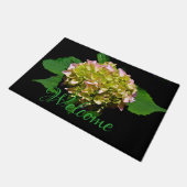 グリーンイエローピンクあじさいピンク黄色の花 ドアマット (アングル)