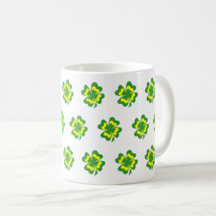 グリーンイエローフォーリーフクローバーシンプコーヒーマグ コーヒーマグカップ