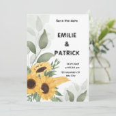 グリーンイエローフローラミニマル結婚式招待状 招待状 (スタンド正面)