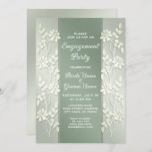 グリーンイエローフローラ婚約招待状 招待状 (正面/裏面)