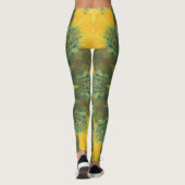 グリーンイエローブラウン万華鏡のように千変万化するパターンパターンレギンス レギンス (裏面)