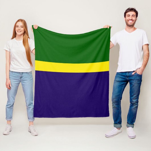 グリーンイエローブルーカラーブロックスタイルデザイン フリースブランケット