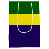 グリーンイエローブルーカラーブロックスタイルデザイン ミディアムペーパーバッグ (裏面)