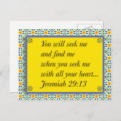 グリーンイエローブルークリスチャン聖書詩はがき ポストカード (正面/裏面)