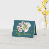 グリーンイエローブーケホワイトローズオーランズ誕生日 カード (黄色い花)