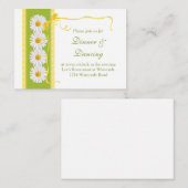 グリーンイエローホワイトデイジーウェディングレセプションカード エンクロージャーカード (正面/裏面)