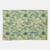 グリーンイエローボタニカルアイリスパターンキッチンタオル キッチンタオル (横)