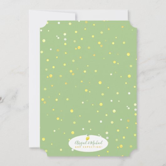 グリーンイエローボホレモンベビー男女兼用シャワー 招待状 (裏面)