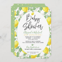 グリーンイエローボホレモンベビー男女兼用シャワー 招待状