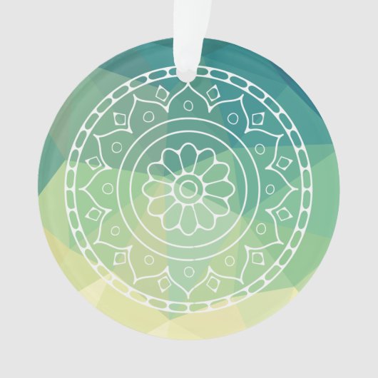 グリーンイエローマンダラインスピレーション調和花 オーナメント (正面)