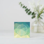 グリーンイエローマンダラインスピレーション調和花 スクエア名刺 (スタンド正面)