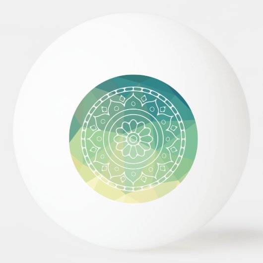 グリーンイエローマンダラインスピレーション調和花 卓球ボール (正面)