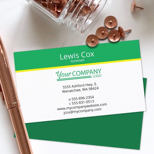 グリーンイエローミニマリスト、プロフェッショナルシンプル 名刺