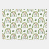 グリーンイエローモンキーツリーレインボーベビーシャワー ラッピングペーパーシート (正面2)